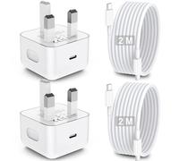 2Pack For iPhone 15 Fast Charger 20W PD USB C Charger Plug with 2M USB C to C Cable for iPhone 16/15/15 Pro/15 Pro Max, for iPad Pro 12.9/11 1Gen and up, for iPad Air 5th/4th UK Power Adapter