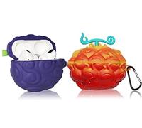[2Pack] Fruit Cover for Apple AirPods Pro Case Cute 2022,3D Cartoon Silicone Protective Accessories Set Kit for Devil Fruit AirPods Pro 1st Generation Case for Boy Girl(Purple&Red Yellow Devil Fruit)