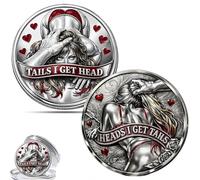 2Pack Funny Heads and Tails Coins, Heads I Get Tail - Tails I Get Head, Couple Challenge Tokens, Funny Gifts for Couples Playful Adult Joke for Date Night & Prank Fun (C)