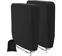 2Pack Garden Folding Reclining Chair Cover, 190T Oxford Fabric Waterproof, Windproof, Anti-UV, Heavy Duty Rip Proof Outdoor Patio Sunbed Cover, Garden sun loungers Stacking Covers(93 x 82cm) - Black