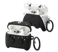 [2Pack] Gedicht for Apple Airpods 4th Generation Case Cover(2024), Cute Cartoon Game Consoles Soft Silicone Protective Cases for Airpods 4th Generation Case with Keychain for Women Men，Black+White