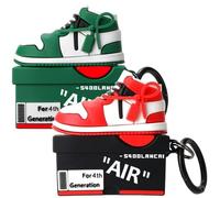 [2Pack] Gedicht for Apple Airpods 4th Generation Case Cover(2024), Cute Cartoon Shoe Box Soft Silicone Protective Cases for Airpods 4th Generation Case with Keychain for Women Men，Red+Green