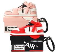 [2Pack] Gedicht for Apple Airpods Pro 2 Case Cover, Cute Cartoon Shoe Box Soft Silicone Protective Cases for AirPods Pro 2nd Generation Case with Keychain for Women Men, Red+Pink
