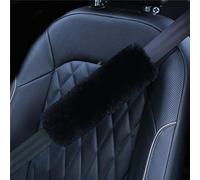 2Pack Genuine Sheepskin Seat Belt Strap Covers for Car, Truck, Backpack, Black Fuzzy Seat Belt Pads for Shoulder Soft Comfy