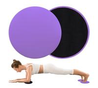 2Pack Gliding Discs, Dual Sided Core Sliders Core Sliding Discs Exercise Slider Ultimate Core Trainer Gym Home Abdominal Total Body Workout Gliders Gym Use on Carpet Hard Floor for Women Men (Purple)