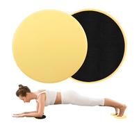 2Pack Gliding Discs, Dual Sided Core Sliders Core Sliding Discs Exercise Slider Ultimate Core Trainer Gym Home Abdominal Total Body Workout Gliders Gym Use on Carpet Hard Floor for Women Men (Yellow)