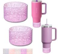2Pack Glitter Silicone Boot for Stanley Cup 40 30 20 OZ, Boots Bottom Protector for Owala/HydroJug 40OZ Tumbler, Protective Sleeve for Stanley Cup Accessories Bumper (Clear Carnation Glitter)
