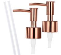 2Pack Gold Soap Dispenser Pump Replacement Refill Dispenser Hand Soap Dispenser Top Dispenser Pumps Soap Pump Replacement for Lotion Regular Glass Mouth Bottles, Rose Gold
