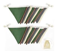 2Pack Green Brown Grey Bunting Banner Nursery Garland Double Sided Fabric Triangle Flags Pennant Streamers for Kids Jungle Safari Summer Camping Animal Birthday Baby Shower Room Party Decorations