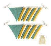 2Pack Green Yellow Bunting Banner Nursery Garland Double Sided Fabric Triangle Flags Pennant Streamers for Kids Baby Playroom Jungle Safari Golf Birthday Baby Shower Room Summer Party Decorations