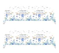 2Pack Greenery Baby Shower Table Cover Decorations, Watercolor Blue Baby Boy Party Tablecloth, A Sweet Baby is On His Way Party Supplies for Gender Reveal Baby Shower(71 x 42in)