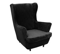 2Pack High Back Chair Covers Stretch Velvet Armchair Slipcovers Elastic Couch Protector for Furniture Black Color and Stylish High Back Sofa Protector