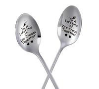 2Pack Ice Cream Together Spoons for Couple, Long Handle Spoons for Him and Her, Ice Cream Spoon Valentines Day Wedding Engagement Gifts for Boyfriend Girlfriend Lovers