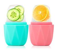 2Pack Ice Roller for Face, Qewro Silicone for Tone skin, Reusable Eye Puffiness Relief, Ice Roller Mold for Neck, Facial Roller to Remove Fine Lines Pores Anti Wrinkles (Pink and Green)