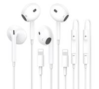 2Pack In-Ear Wired Earphones【MFi Certified】HiFi Stereo i-Phone Headphones with Noise Isolation,Built-in Mic & Volume Control Compatible with i-Phone 14/Pro/14 Pro Max/14 Plus/13/12/11/XR/XS/X/8/7 Plus