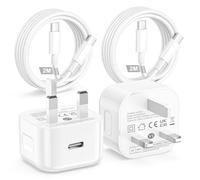 2Pack iPhone 15 16 17 Fast Charger Plug and Cable, 20W USB C Charger Plug with 2M USB C Cable for iPhone 17 16 Pro/16 Pro Max/16e/15 Pro/15 Plus, iPad Pro/Air 5th 10th/Mini, Usb c plug Power Adapter