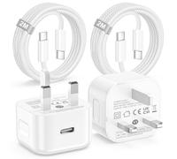 2Pack iPhone 17 16 15 Fast Charger Plug and Cable, 20W USB C Charger Plug with Nylon Braided USB C charger Cable 2M UsB C plug Fast Charge for iPhone 17e/17 Air/17 16 15 Pro Max/Plus,iPad Pro/Air/Mini