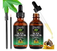2Pack Jamaican Black Castor Oil for Hair Growth,Thicker Eyelashes & Eyebrows,Organic Castor Oil for Face,Body & Skin,100% Pure Cold Pressed Black Castor Oil,Hair Nourishing Oil