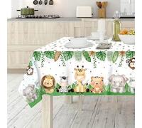 (2Pack) Jungle Animal Safari Tablecloth Plastic Rectangular Waterproof Table Cloth Zoo Table Cover for Kids Boys Girls Baby Shower Birthday Party Decor Supply (108x180cm/42.5x71”)