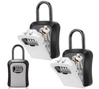 2Pack Key Lock Box for Outside, Key Box Wall Mounted 4 Digit Combination Lock Box Hide a Key for Outdoor Indoor, Security Waterproof Large Capacity 5 Keys Lockbox for House Key Room Card