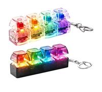 2pack Keyboard Fidget Toy Light Up, 4-button Fidget Keyboard Keychain Stress Relief Toys,Keyboa Rd Dec Ompression Button Finger Transparent Colorful Clicker For Adults Kids Boy Family Travel Backpack