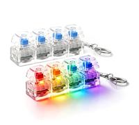 2pack Keyboard Fidget Toy Light Up, 4-button Fidget Keyboard Keychain Stress Relief Toys,Keyboa Rd Dec Ompression Button Finger Transparent Colorful Clicker For Adults Kids Boy Family Travel Backpack