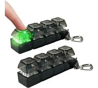 2pack Keyboard Fidget Toy Light Up, 4-button Fidget Keyboard Keychain Stress Relief Toys,Keyboa Rd Dec Ompression Button Finger Transparent Colorful Clicker For Adults Kids Boy Family Travel Backpack