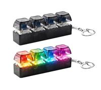 2pack Keyboard Fidget Toy Light Up, 4-button Fidget Keyboard Keychain Stress Relief Toys,Keyboa Rd Dec Ompression Button Finger Transparent Colorful Clicker For Adults Kids Boy Family Travel Backpack