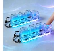 2Pack Keyboard Fidget Toy Light Up, 4 Button Mechanical Keyboard Clicker Fidget Toy, Fidgets Keyboards Keychain, Finger Key Board Cap Toys, For Adult Classroom School Boredom Relief Bag Decoration