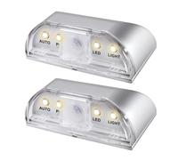 2Pack Keyhole Lights Key Light PIR Infrared IR Wireless Door Lock Lamp Auto Sensor Motion Detector 4 LED Bulbs lamp Stick-on Anywhere Tap Lights Battery Operated-Silver Excludes 2 AA Batteries