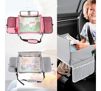 2pack Kids Travel Tray for Toddler Car Seat, Travel Play Tray with Transparent Erasable Surface Multifunctional Activity Tray with Lots of Storage Space for 3+ Boys Girls Learning Educational Toy