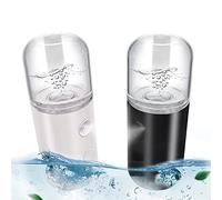 2Pack Kingsmile Facial Mister, Portable Face Mister, Cool Nano Mist Sprayer for Face Hydrating, Mini Handy Mister for Eyelash Extensions with 1oz Large Capacity Screwing Visual Water Tank Black/White