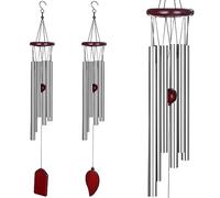 2Pack Large Aluminium Wind Chimes 27" to Create a Zen Atmosphere Suitable for Outdoor, Garden, Patio Decoration Classic Silver Wind Chime with Wind Catcher Suitable as A Gift for Mom Neighbor Unise