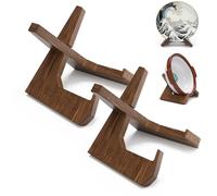 2Pack Large Bowl Stands For Display 12 Inch Heavy Duty, Wooden Bowl Display Stand Deep, Wood Plate Holders for Displaying, Platter Easel Display Stand for Art, Rock, Mineral, Fossil, Clock, Book, Dish