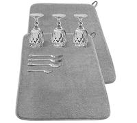 2Pack Large Dish Drying Mat for Kitchen Counter,24 x 17 Inch Microfiber Absorbent Dish Drying Pad,Large Size Dishes Drainer Mats for Countertops,Sinks,draining Racks(Gray)