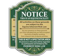 (2Pack) Large Equine Liability Sign, 14"x10" Statute Horse Barn Stable Farm Sign, Reflective Aluminum Equine Facility Liability Signs, Rust Free, Fade/Weather Resistant, UV Protected, Easy Mounting