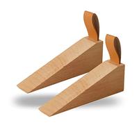 2Pack Large Wooden Door Stopper Non-Slip Security Wood Door Wedge with Leather Strap for Hanging Door Stopper, in House Bedroom Office Living Room Hotel Cabin (Large 2pcs)
