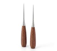 2Pack Leather Awl Tool, Sharp Stainless Steel Stitching Awl with Solid Wood Handle, Heavy Duty Sewing Awl for Leather Working, DIY Craft, Hole Punching, Hand Stitching, Canvas & Shoe Repair (2)
