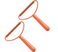 2Pack Lint Remover, Double Sided Carpet Scraper,Manual Brush Tool Shaver Clothes Fuzz Roller,Handle Reusable Mini Lint Cleaner for Pet Hair, Fuzz,Fabric (Orange)