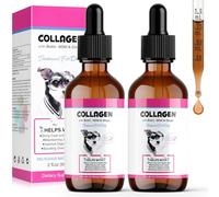 2Pack Liquid Collagen for Dogs - Hydrolysed Marine Collagen Drops with Biotin, MSM, Ginger & Vitamins C & E - Supports Joint Mobility, Skin & Coat Health - For All Breeds & Sizes - 120ml