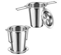 2Pack Long-Handled Tea Strainer, BOMANSI BOMS Stainless Steel Tea Infuser Basket Sitting in Mugs, Tea Infusers for Loose Tea, Fine Mesh Tea Diffuser Tea Strainers Filters, Tea Steeper for Leaf