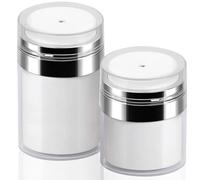 2Pack Lotion Dispenser 50ml 100ml Airless Pump Jar - 1.7Oz 3.5Oz Moisturizer Pump Bottle Drunk Elephant Skin Care Travel Makeup Containers for Thick Moisturizer, Skincare Cream