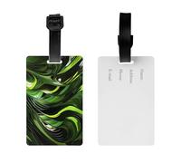2Pack Luggage Tags for Suitcases Abstract Green Snake Travel Bag Tag with Privacy Cover ID Label Address Card Name ID Tag for Handbags Backpack Travel Baggage Tag