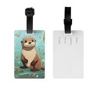 2Pack Luggage Tags for Suitcases Cartoon Cute Otter Travel Bag Tag with Privacy Cover ID Label Address Card Name ID Tag for Handbags Backpack Travel Baggage Tag