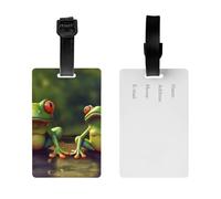 2Pack Luggage Tags for Suitcases Funny Green Frogs Travel Bag Tag with Privacy Cover ID Label Address Card Name ID Tag for Handbags Backpack Travel Baggage Tag