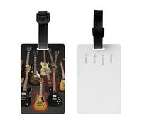 2Pack Luggage Tags for Suitcases Guitars Travel Bag Tag with Privacy Cover ID Label Address Card Name ID Tag for Handbags Backpack Travel Baggage Tag