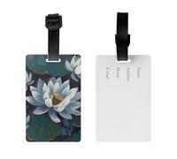 2Pack Luggage Tags for Suitcases Hand Painted Lotus Travel Bag Tag with Privacy Cover ID Label Address Card Name ID Tag for Handbags Backpack Travel Baggage Tag