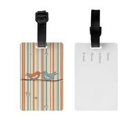 2Pack Luggage Tags for Suitcases Love Birdie Stripe Travel Bag Tag with Privacy Cover ID Label Address Card Name ID Tag for Handbags Backpack Travel Baggage Tag