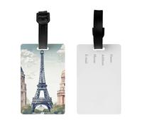 2Pack Luggage Tags for Suitcases Paris Landmarks Pattern Travel Bag Tag with Privacy Cover ID Label Address Card Name ID Tag for Handbags Backpack Travel Baggage Tag