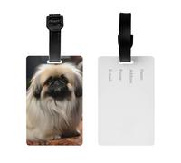 2Pack Luggage Tags for Suitcases Pekingese Dog Travel Bag Tag with Privacy Cover ID Label Address Card Name ID Tag for Handbags Backpack Travel Baggage Tag